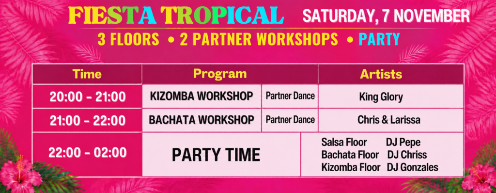 en tropischer fiesta partyplan mit zeitplan