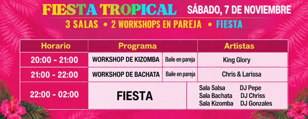 es fiesta zeitplan mit palmen